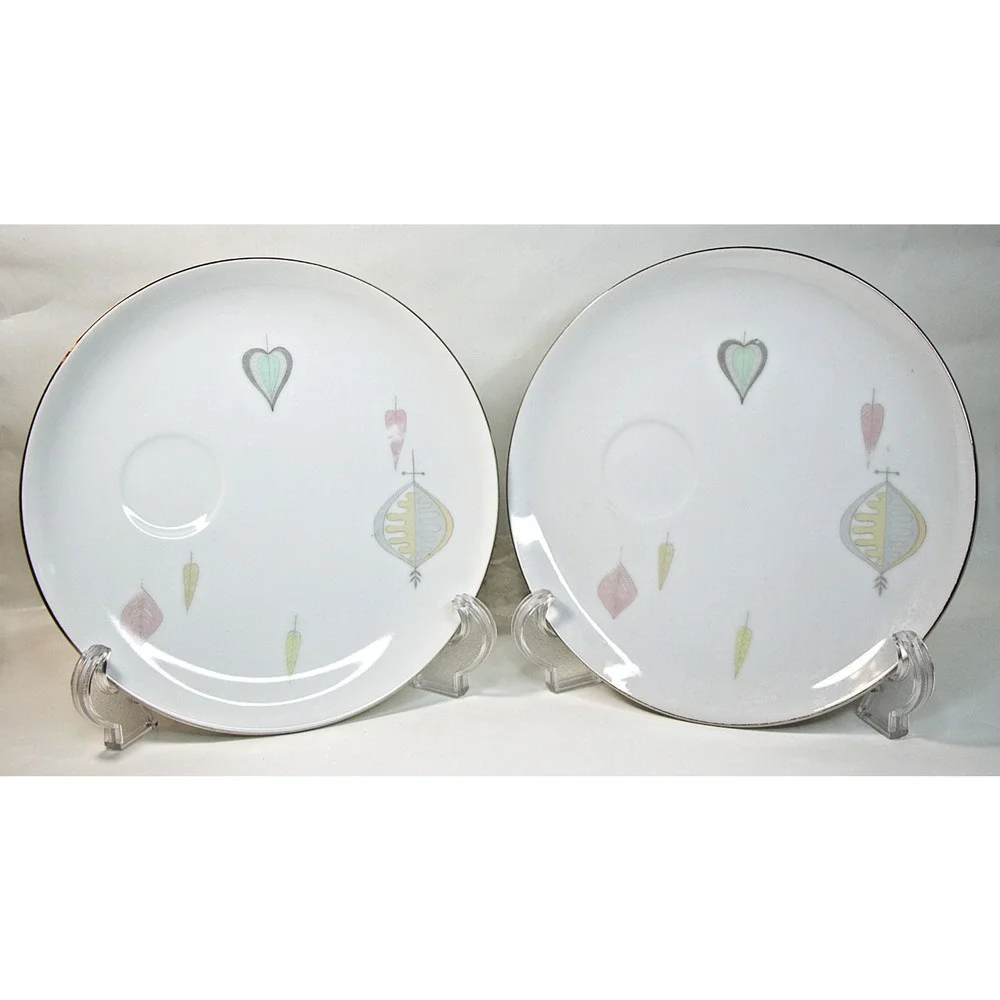 Vintage Yamaka Japan Snack Plate Bon Soir Leaves Mid-Century Modern 8